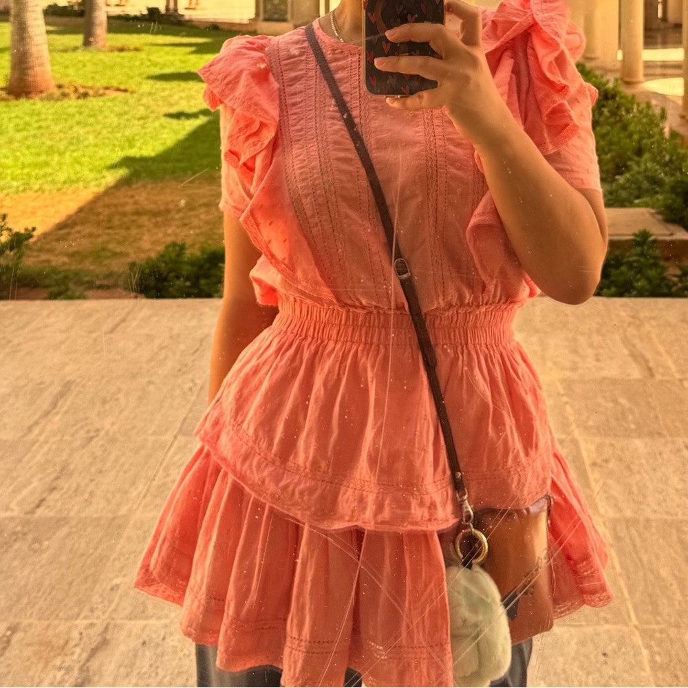 LoveShackFancy Pink Ruffled Mini Dress - Picture 2 of 4